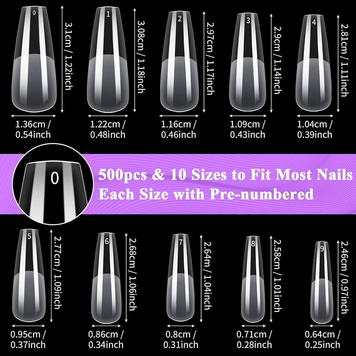 500 Stück Ballerina Nageltips – Mattierte Gel-Nägel für DIY Nail Art