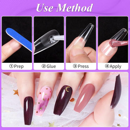 500 Stück Ballerina Nageltips – Mattierte Gel-Nägel für DIY Nail Art