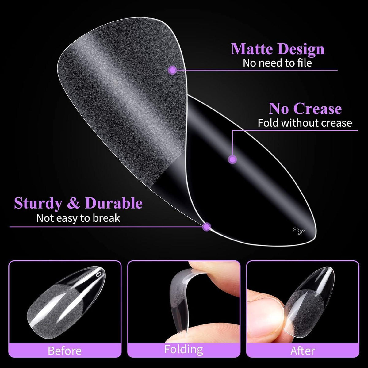 500 Mandel Nagelspitzen Set – Künstliche Gelnägel für DIY Nail Art