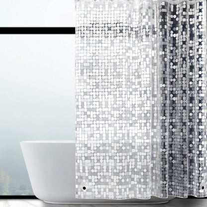 Duschvorhang Anti-Schimmel mit Magneten, Transparent Geometrisch, 92x180cm