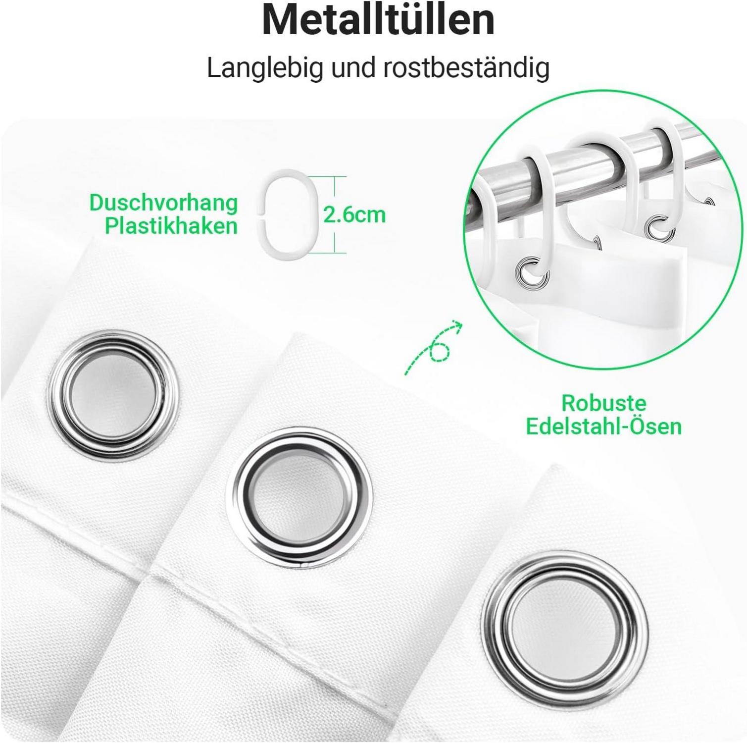 Duschvorhang Grün Blätter 200x200 cm Wasserdicht Antischimmel Polyester 12 Ösen