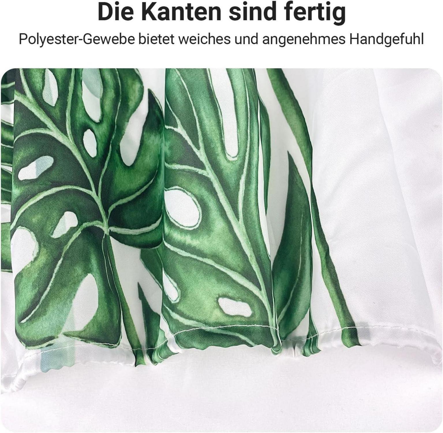 Duschvorhang 200x200 cm Grün Blätter Antischimmel Textil mit Ösen
