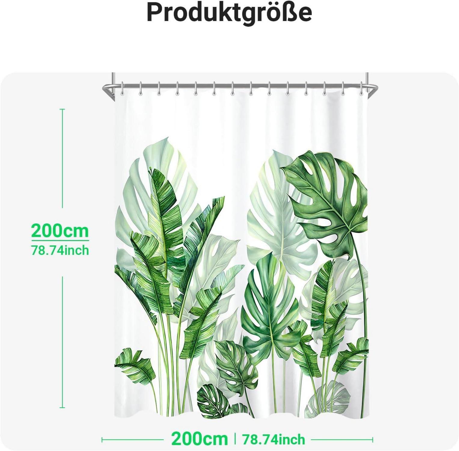 Duschvorhang Grün Blätter 200x200 cm Antischimmel Textil Schimmel
