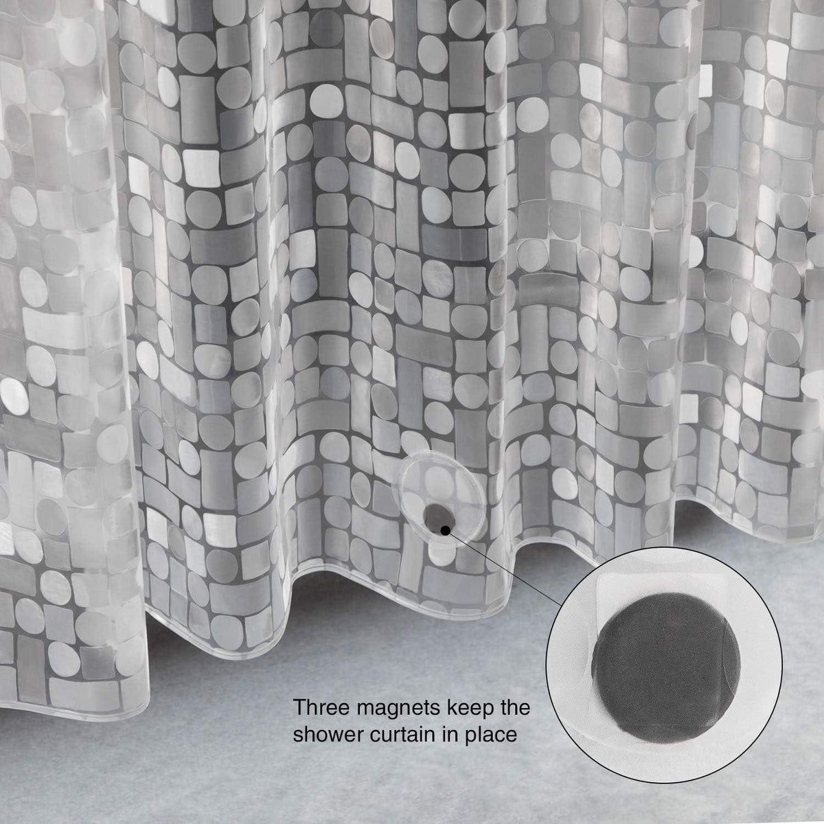Duschvorhang Anti-Schimmel mit Magneten, Transparent Geometrisch, 150x180cm
