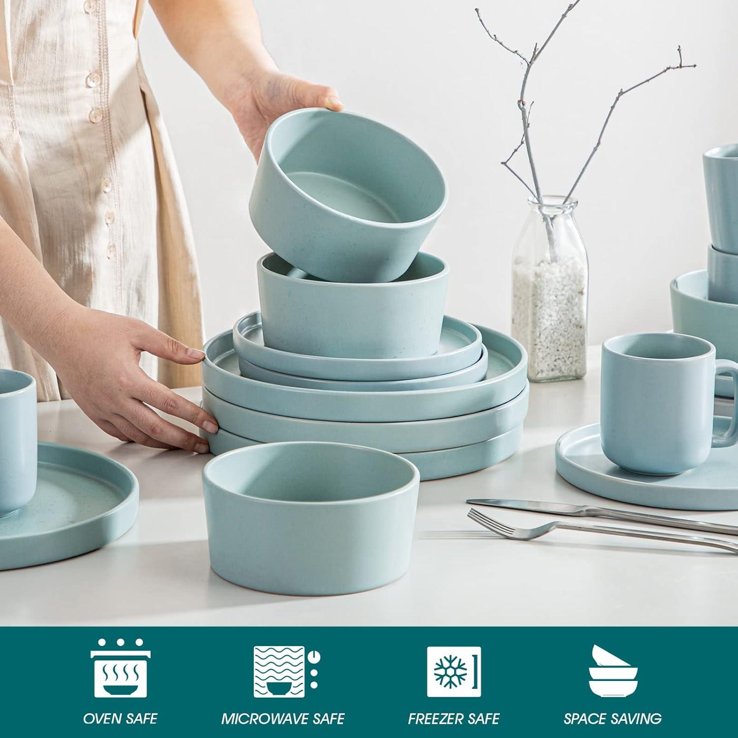 32-teiliges Steingut Tafelservice Set, vancasso SNEFNUG, Kombiservice für 4-12 Personen, Skandinavisches Design