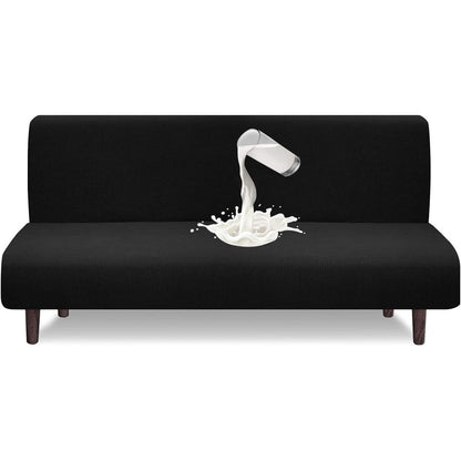 Wasserdichte Futon Abdeckung ohne Armlehnen – Stretch Sofabezug Schwarz