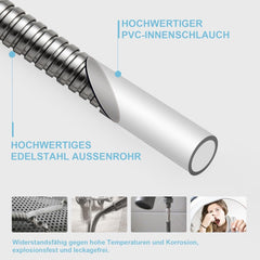 Duschschlauch 4m Edelstahl Ersatz Hochdruck Knickschutz Badarmaturen Nickel-Grau