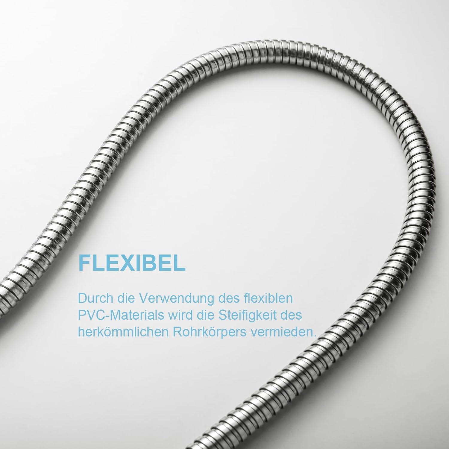 Duschschlauch 4m Edelstahl Ersatz Hochdruck Brauseschlauch Nickel-Grau