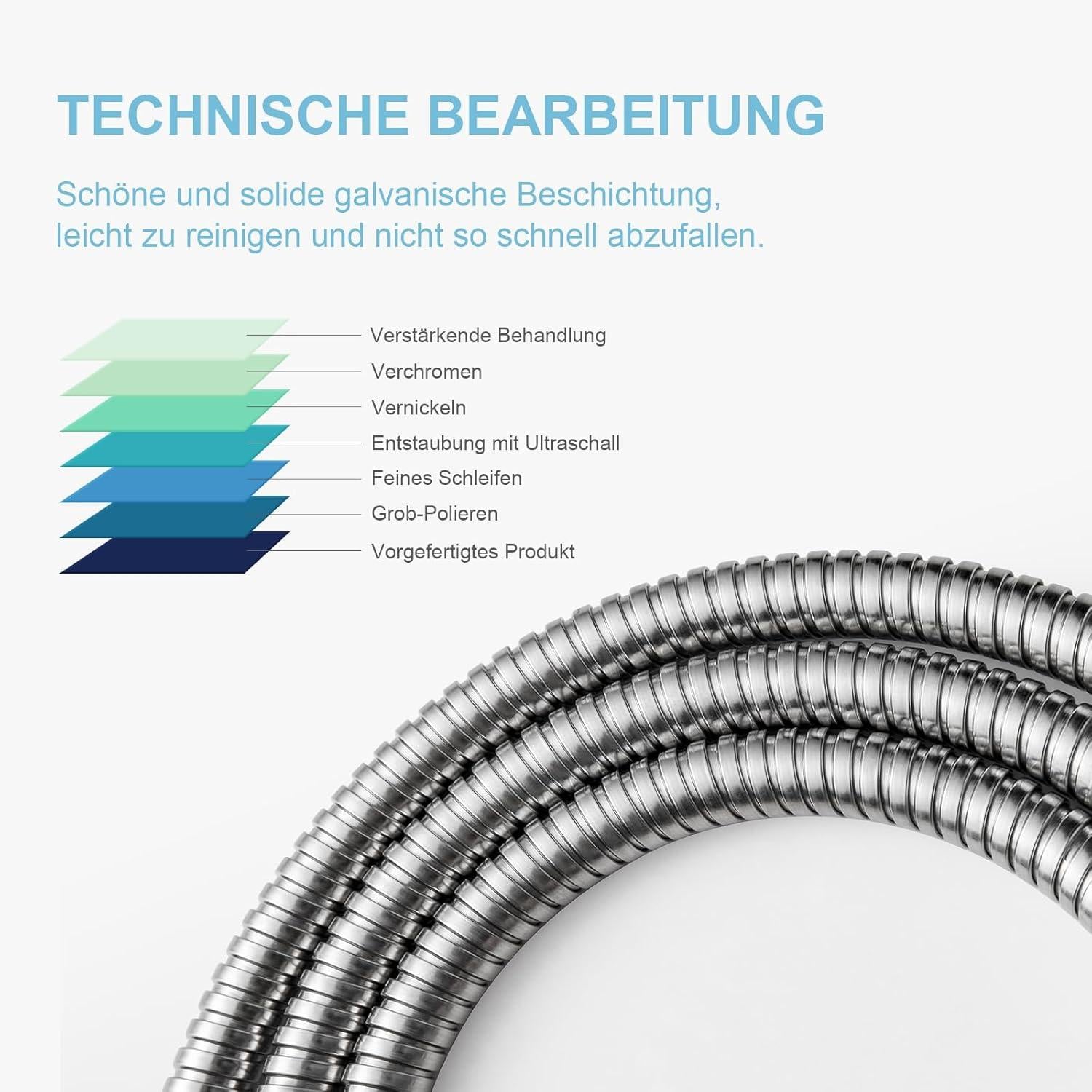 Duschschlauch Edelstahl 4m Hochdruck Knickschutz Brauseschlauch