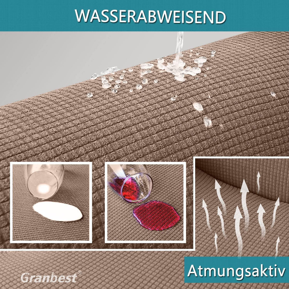 Wasserfester Futonbezug Stretch Sofabezug ohne Armlehnen (Kamel)