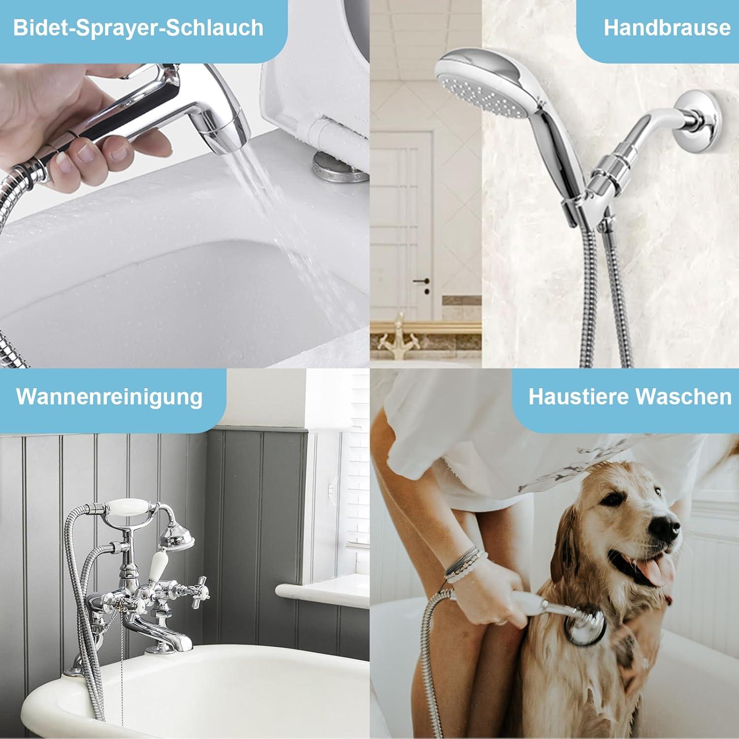 Duschschlauch 1,2m Bidet Brausenschlauch Edelstahl Rostfrei flexibler Ersatz