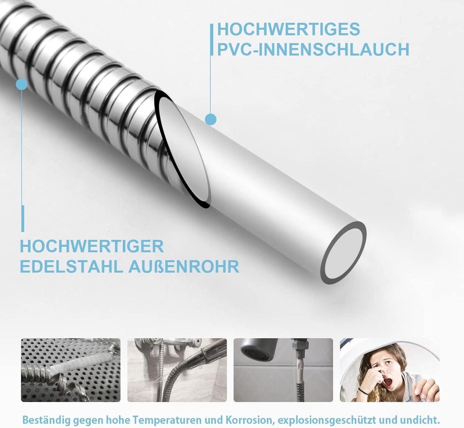 Hochwertiger Edelstahl Duschschlauch 2m mit Knickschutz Chrom
