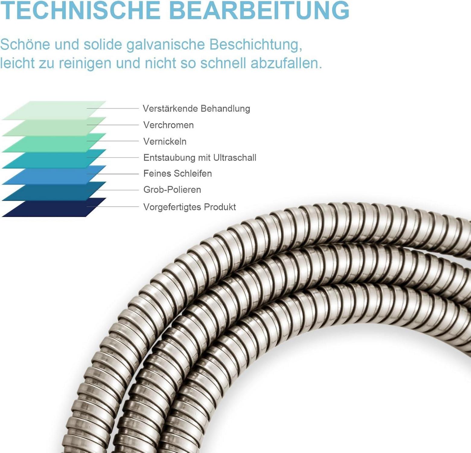 Duschschlauch Edelstahl Ersatz Hochdruck Knickschutz Brauseschlauch