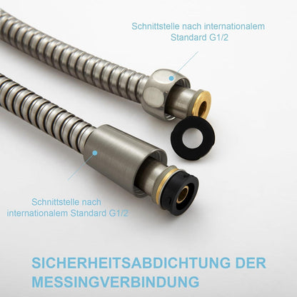 Edelstahl Duschschlauch 2m mit Knickschutz, hochwertiger