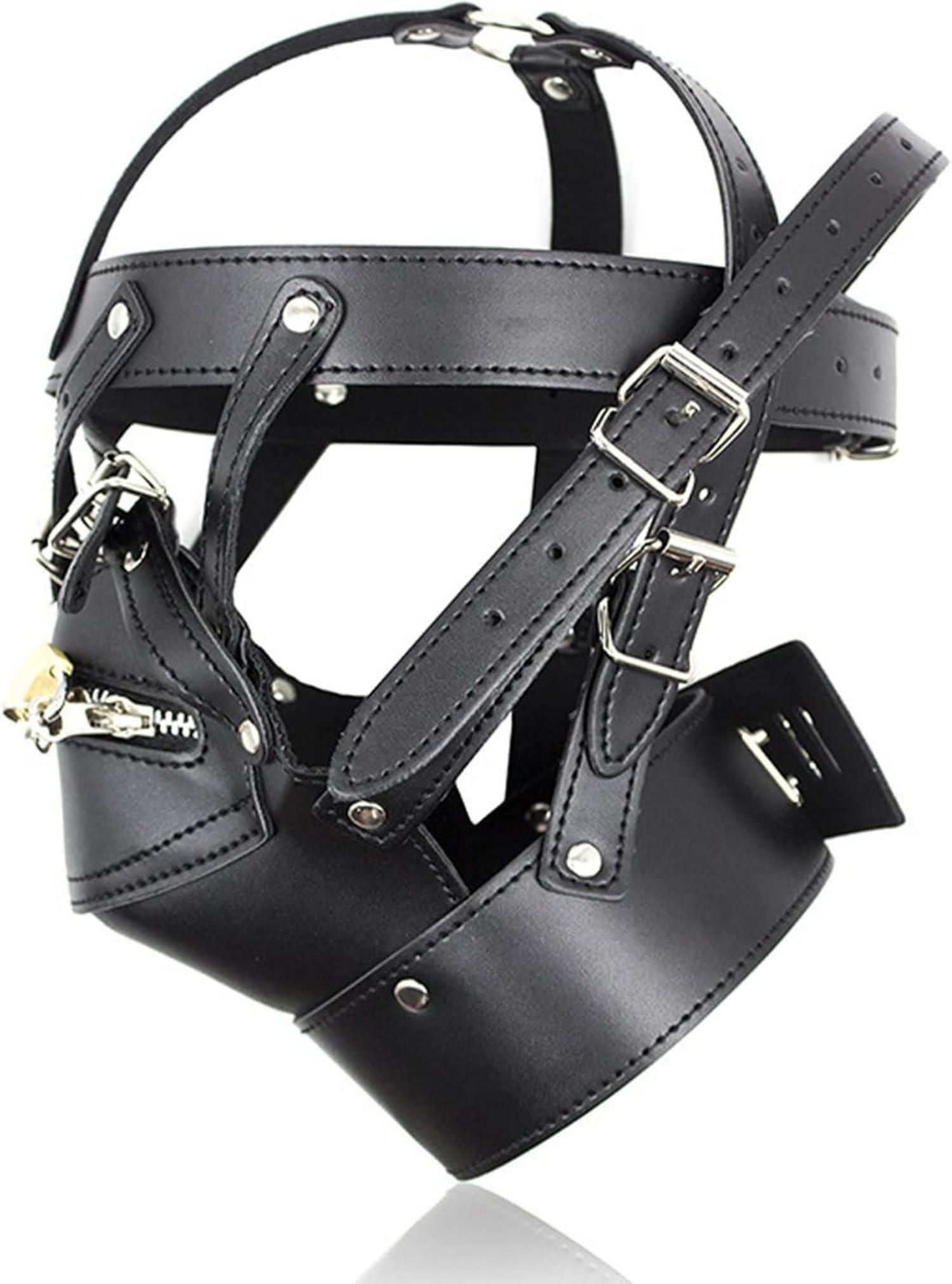 BDSM Augenmaske Reißverschlüsse Schloss PU-Leder Sklave