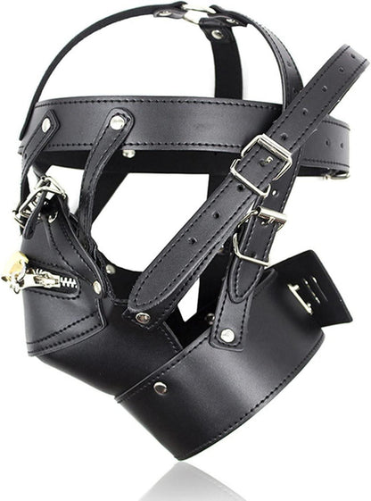 BDSM Augenmaske Reißverschlüsse Schloss PU-Leder Sklave