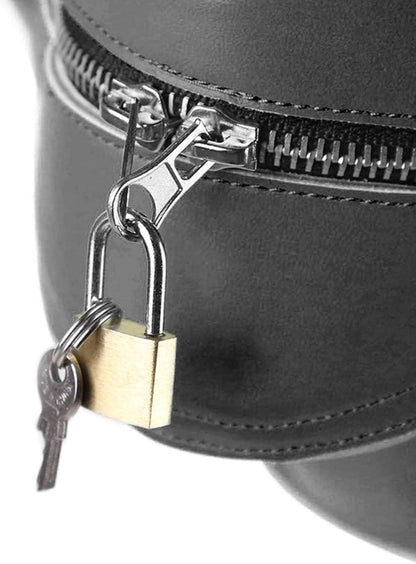 BDSM Maske Einstellbar SM Kopfmaske Augenmaske Reißverschlüsse Schloss Fetisch Augenbinde Harness Damen Leder Bondageset Fessel Set Sexspielzeug