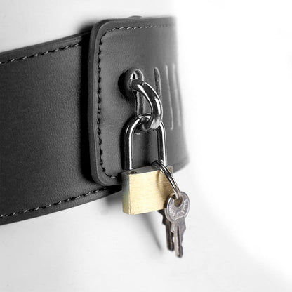 Einstellbare BDSM Augenmaske mit Reißverschlüssen und Schloss, Leder Bondage Set