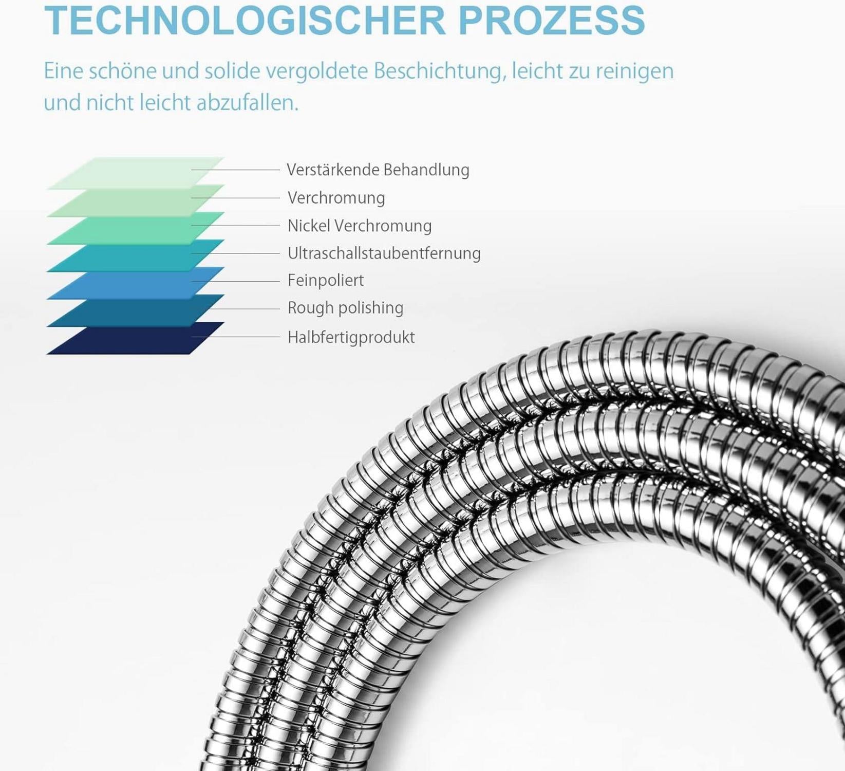 Duschschlauch 3m Edelstahl Hochdruck Brauseschlauch chrom