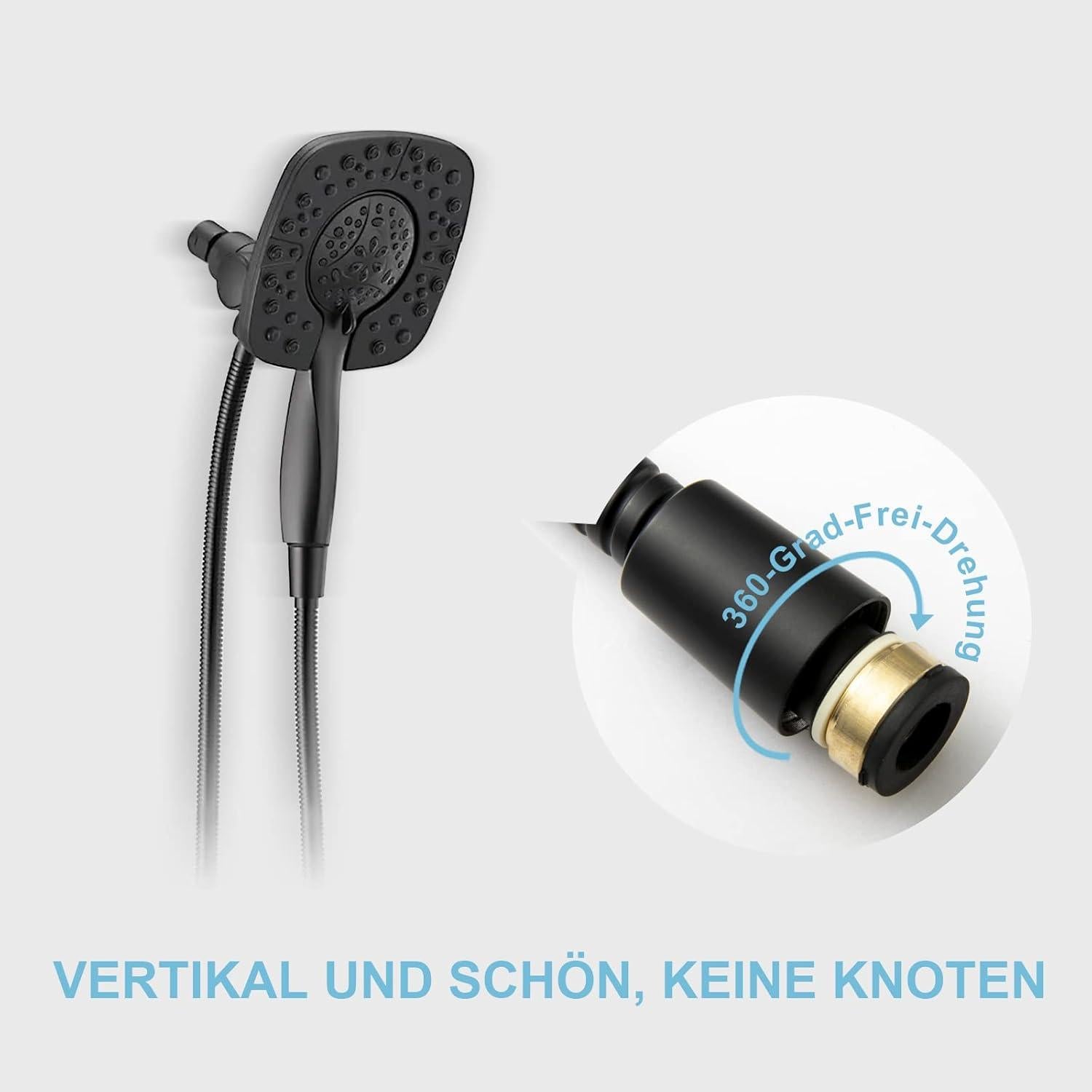Edelstahl Duschschlauch Mattschwarz 2m Knickschutz