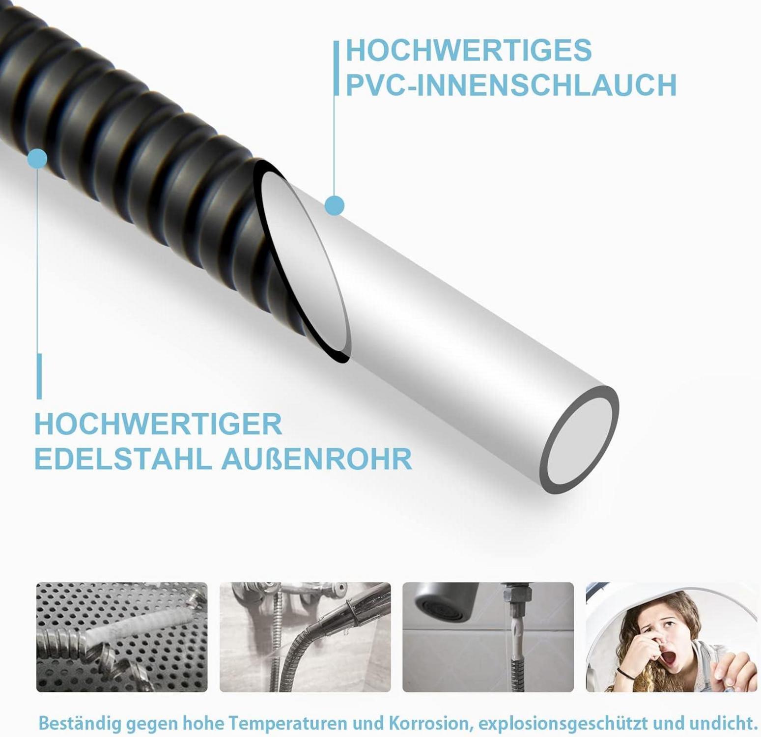 Hochwertiger Edelstahl Duschschlauch Knickschutz Badarmaturen Mattschwarz 2m