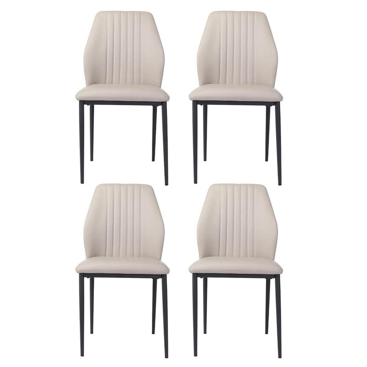 Moderne Esszimmerstühle Set 4 – Beige, Metall in Lederoptik
