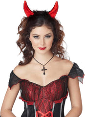 Teufelshörner und Heiligenschein Haarreifen Set, Schwarz