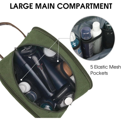 Kulturtasche Herren aus Canvas, wasserabweisend, Grün