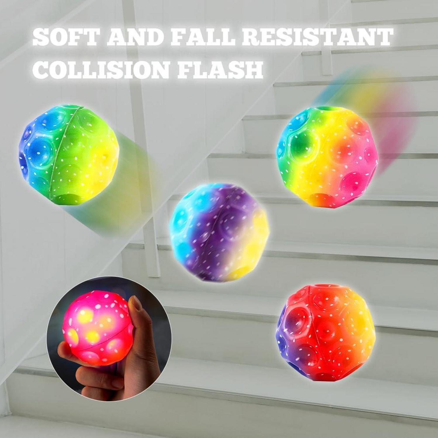4er Set Leuchtende Hüpfbälle Planeten Bouncy Balls Spaß Spielzeug