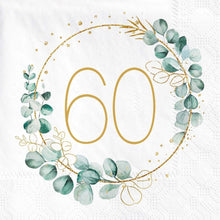 Grüne Eukalyptus Servietten 60. Geburtstag Deko 40 Stück