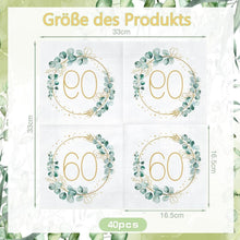 60. Geburtstag Servietten Eukalyptus Gold Grün 40 Stück