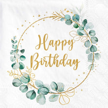 40er Pack Eukalyptus Happy Birthday Servietten Grün