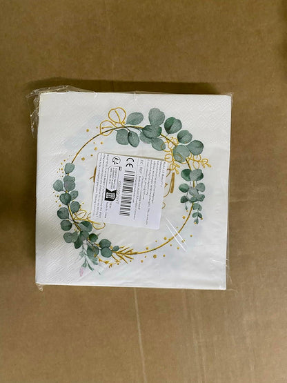 40 Stück Eukalyptus Happy Birthday Servietten 3-lagig 33x33 cm