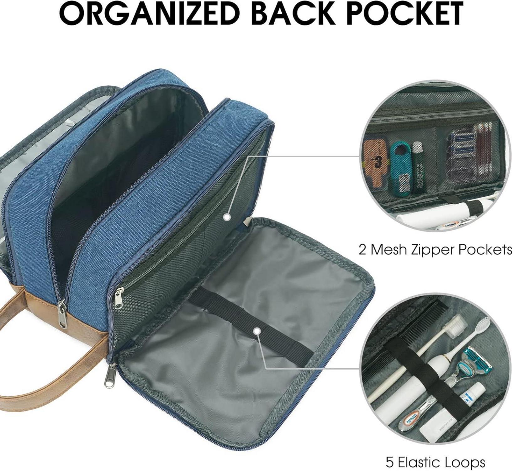 WANDF Kulturtasche Herren Reise Dopp-Kit Canvas wasserabweisend Blau