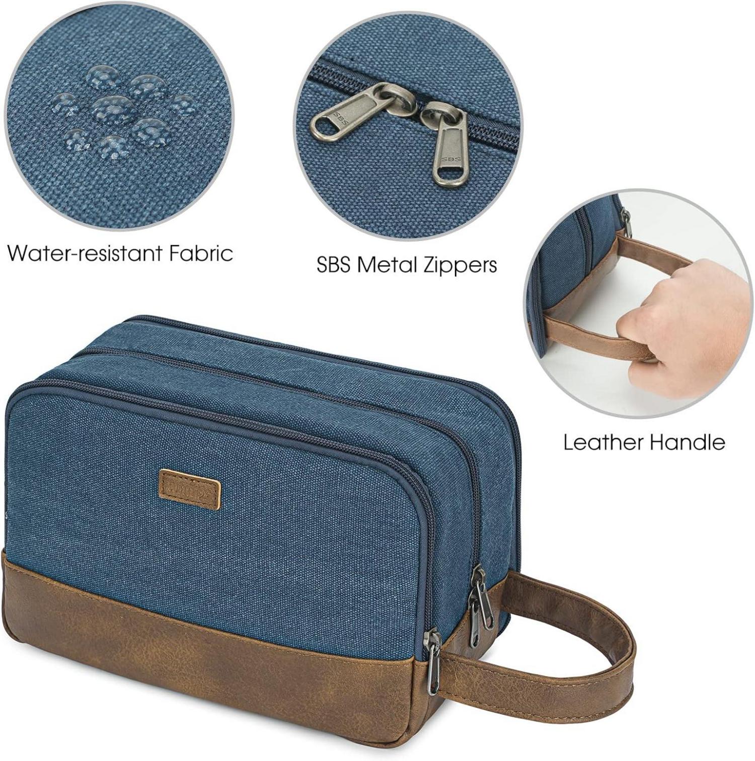 WANDF Herren Kulturtasche Reise Dopp-Kit Canvas Blau