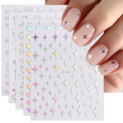 Aurora Nagelsticker – 12 Blatt Holografische Nail Art Aufkleber