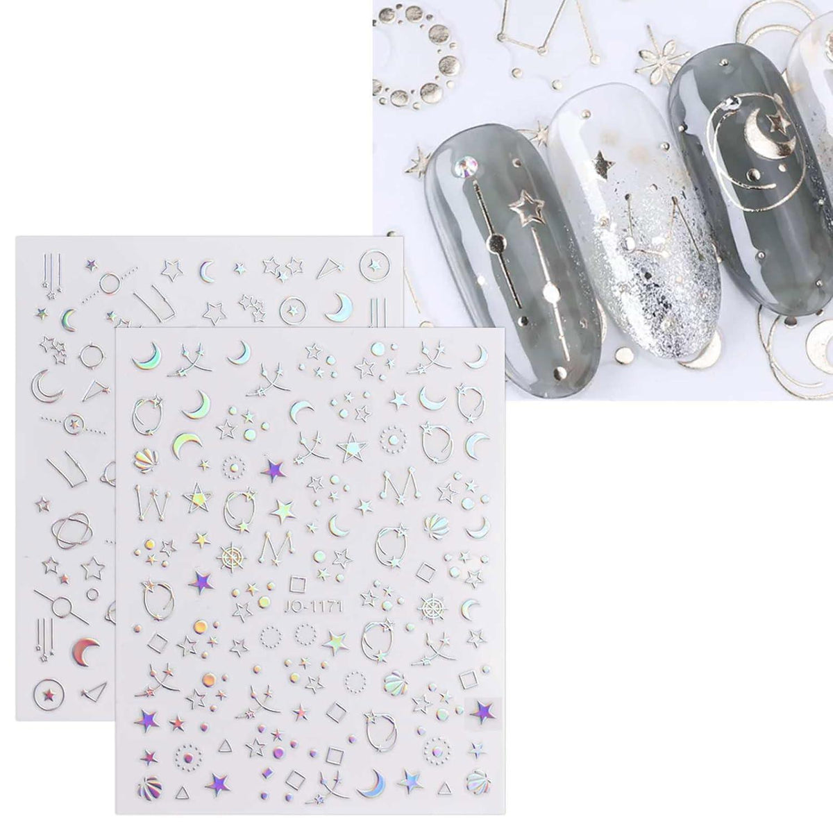 Aurora Nagelsticker – 12 Blatt Holografische Nail Art Aufkleber