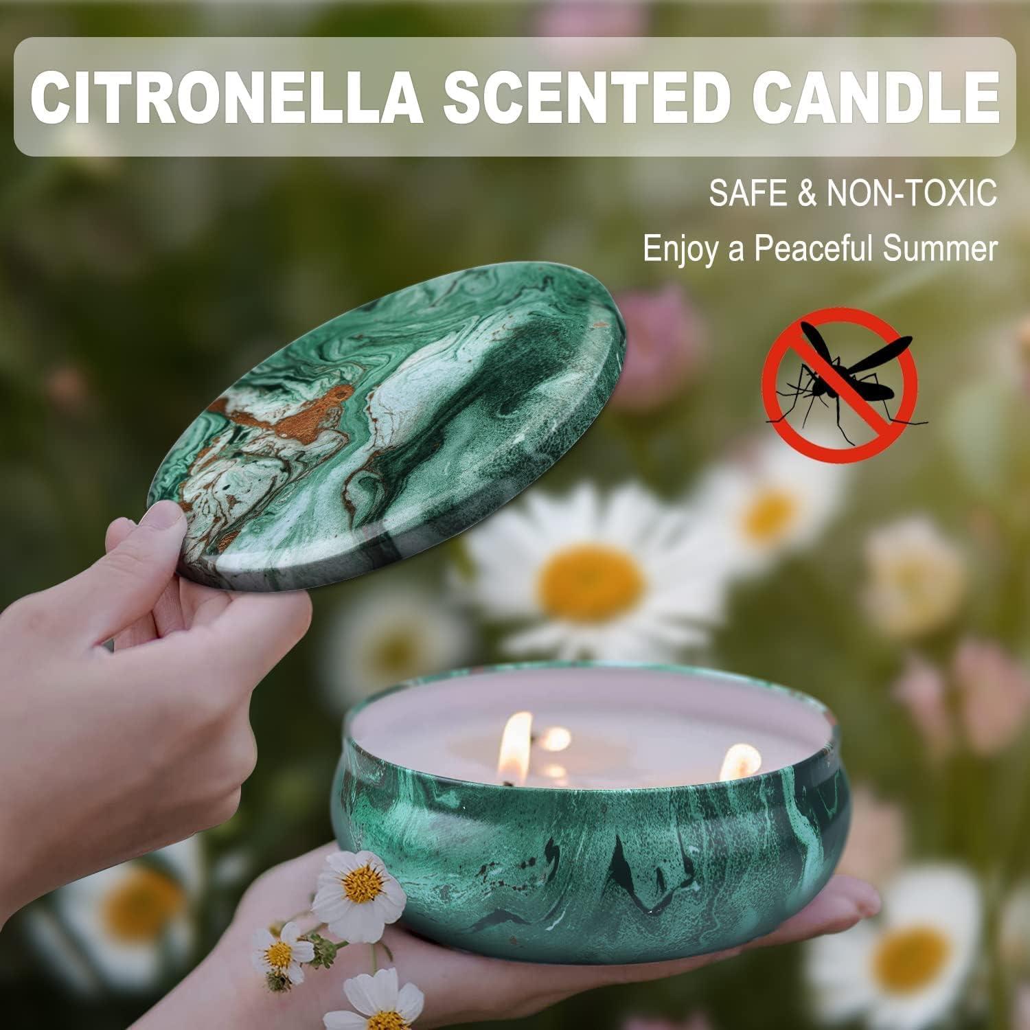 Citronella Kerzen Set Outdoor 3er Pack Groß 3x60Std - Sojawachs Zitronengrasöl