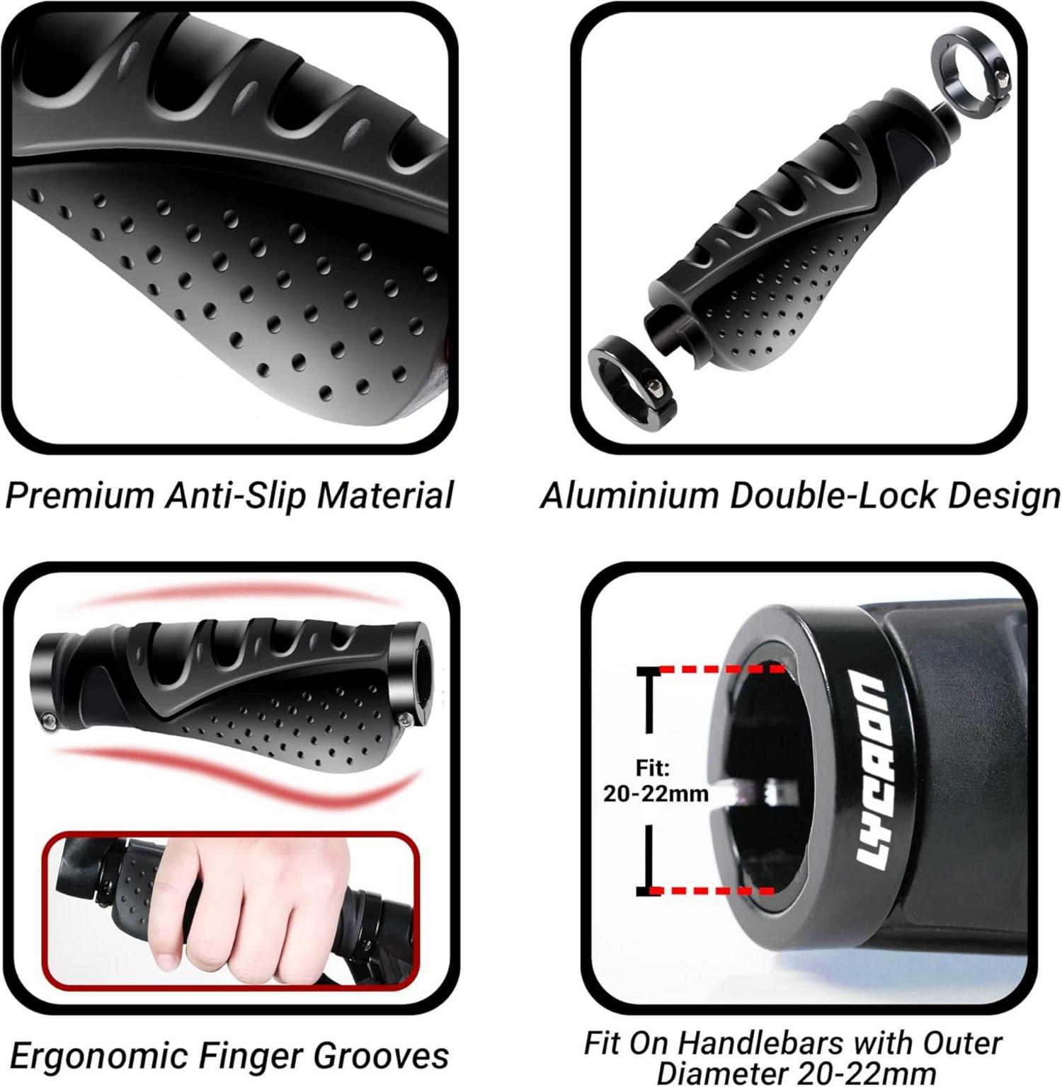 Fahrrad Lenker Griffe rutschfeste Gummi Griff Aluminium Lock
