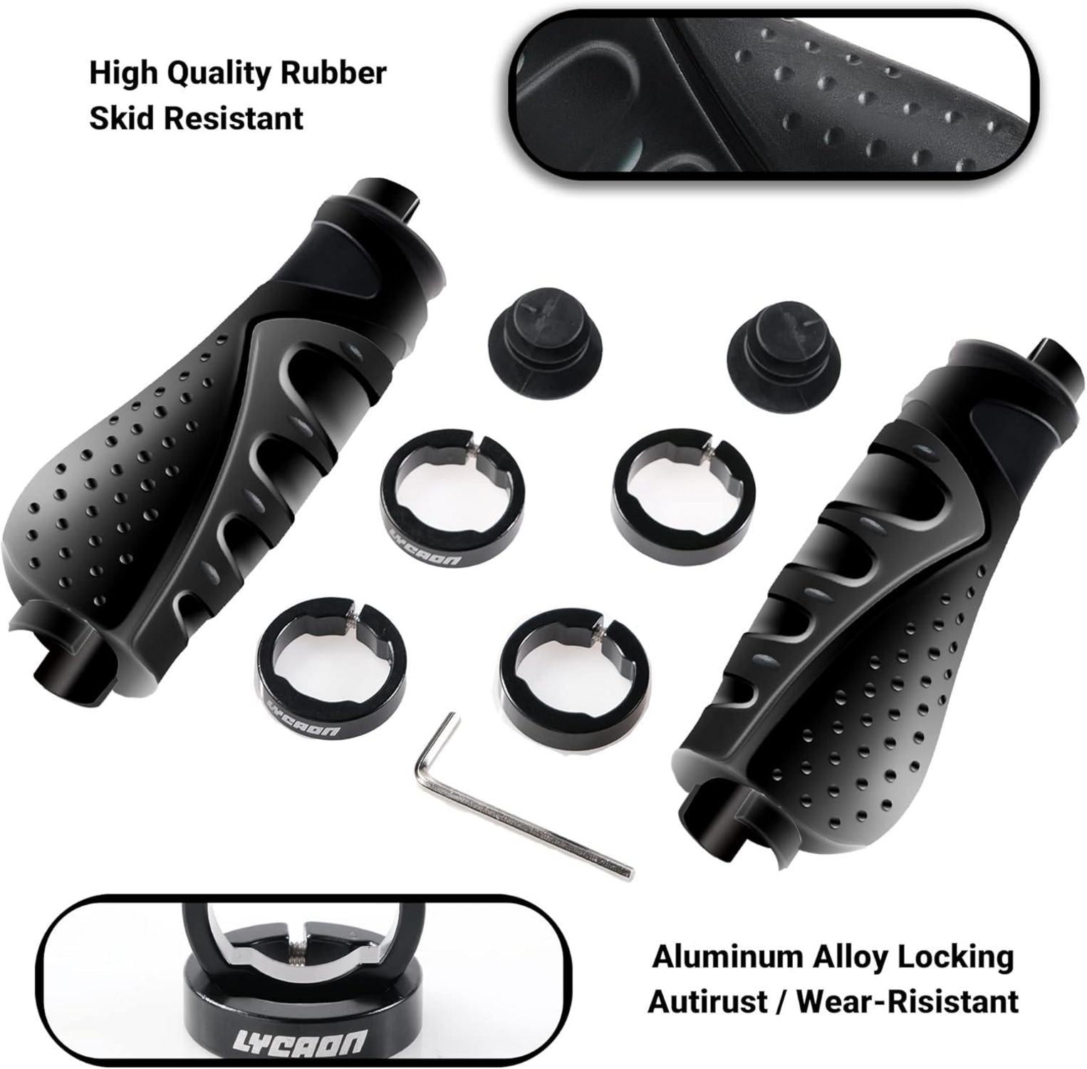 Fahrrad Lenker Griffe Ergonomisch Rutschfest Gummi mit Aluminium Lock