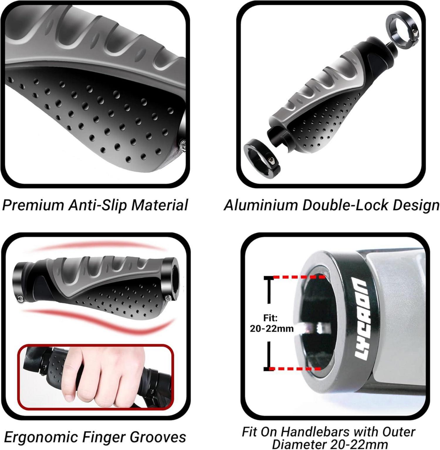 Fahrradgriffe Ergonomisch rutschfeste Gummi mit Aluminium Lock