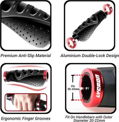 LYCAON Ergonomische Fahrrad Lenker Griffe mit Aluminium