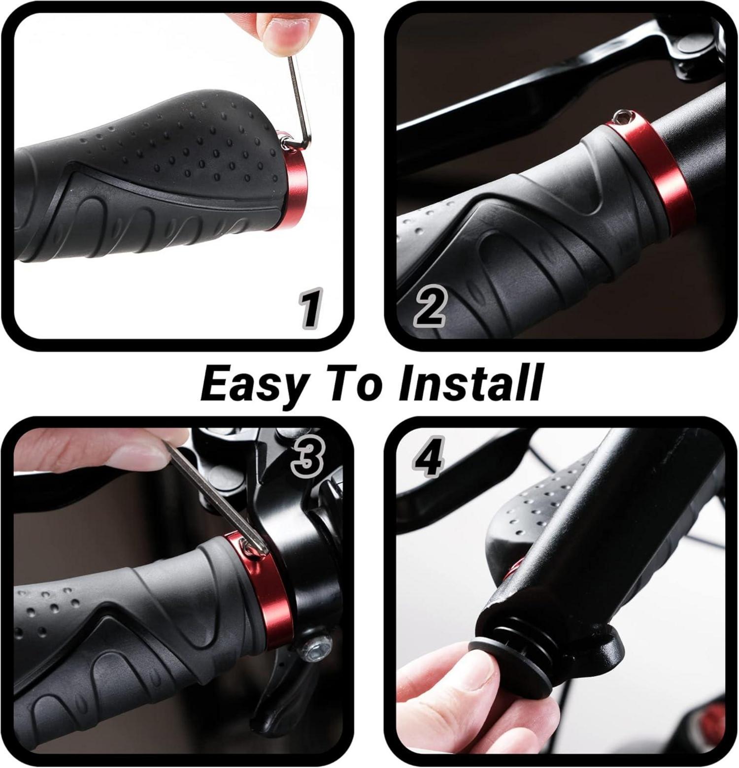 LYCAON Bike Lenker Griffe Fahrrad rutschfeste Gummi mit Aluminium Lock