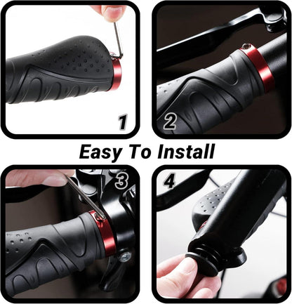 LYCAON Bike Lenker Griffe Fahrrad rutschfeste Gummi mit Aluminium Lock