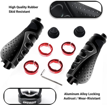 Fahrrad Lenker Griffe Ergonomisch Gummi Aluminium Lock MTB BMX Rot