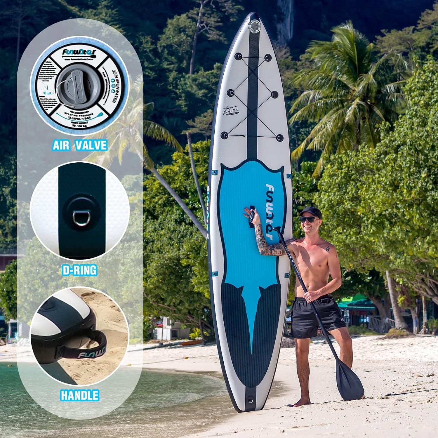 FunWater Aufblasbares Stand Up Paddle Board SUP Komplettset Erwachsene Blue/Black