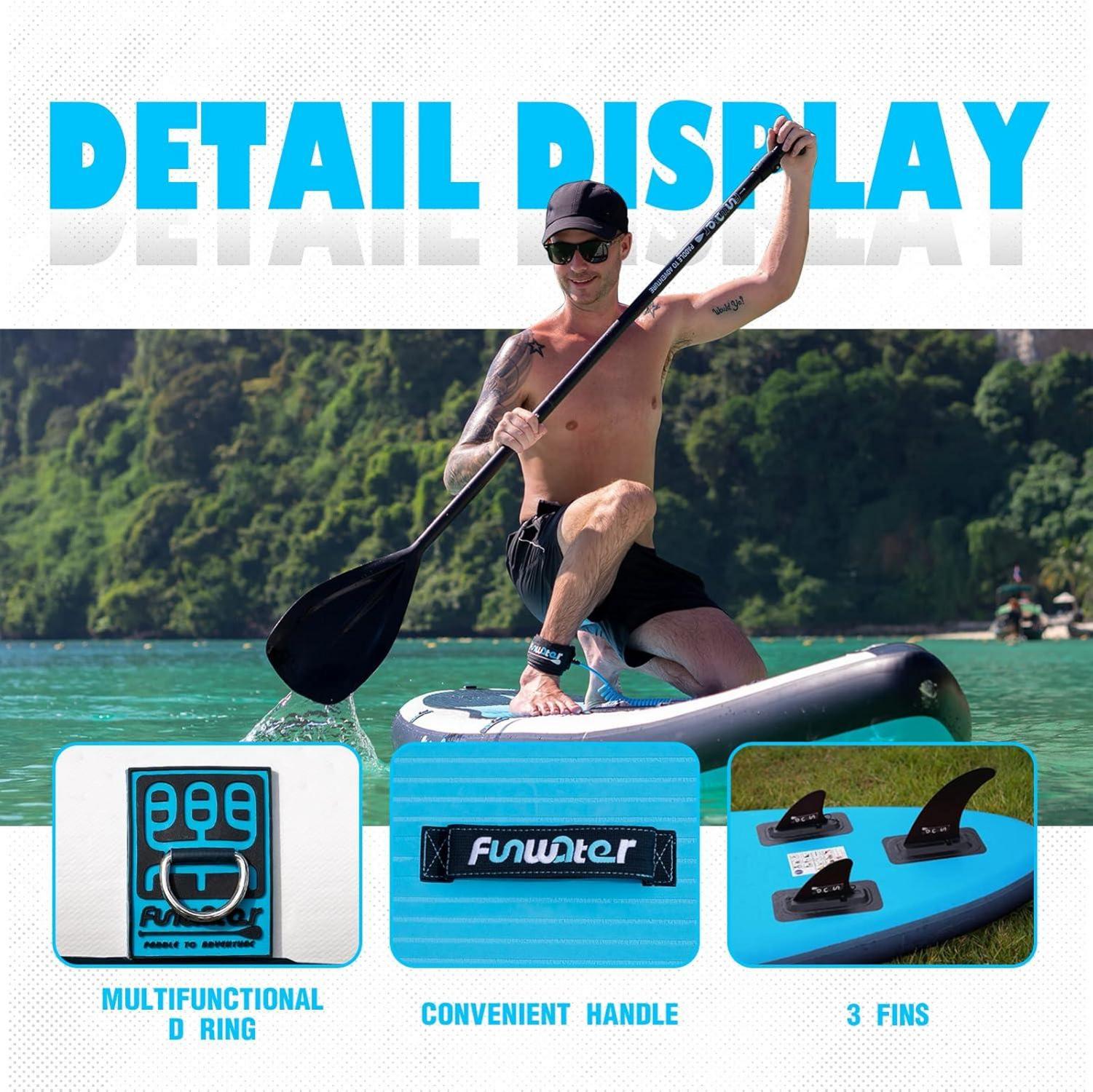 FunWater Aufblasbares Stand Up Paddle Board Komplettset Erwachsene Blue Black