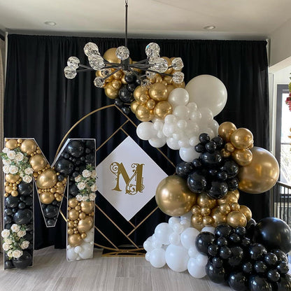 Luftballon Girlande Schwarz Gold 120 Ballons Baby Shower Hochzeit