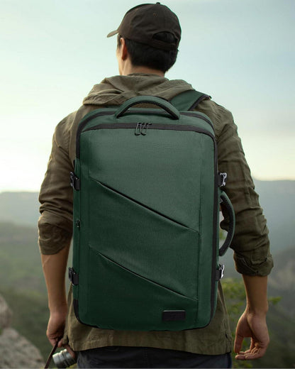 Handgepäck Rucksack Business Laptop 17,3 Zoll Erweiterbar Weekender Schwarz