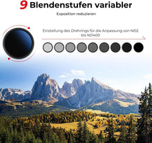 37mm Variabler ND Filter ND2-ND400 1-9 Stufen Mehrfache